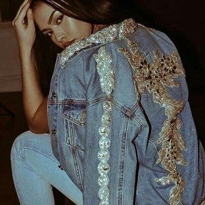 Handmade Embroided  Jean Jacket